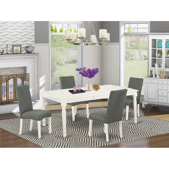East West Furniture Dining Room Set Linen White, DODR5-LWH-07