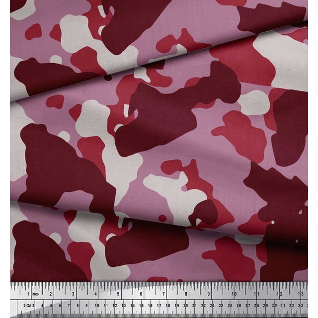 Soimoi Modal Satin Fabric Two Tone With White Camouflage Print Sewing Fabric Yard 42 Inch Wide
