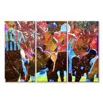 Elephant Stock Football Players Grunge Wall Art - Horizontal Multi Panel Canvas - Living Room Wall Decor - Sports Multi Panel - Red And Green Decor By Takumi Park - 38" x 24"