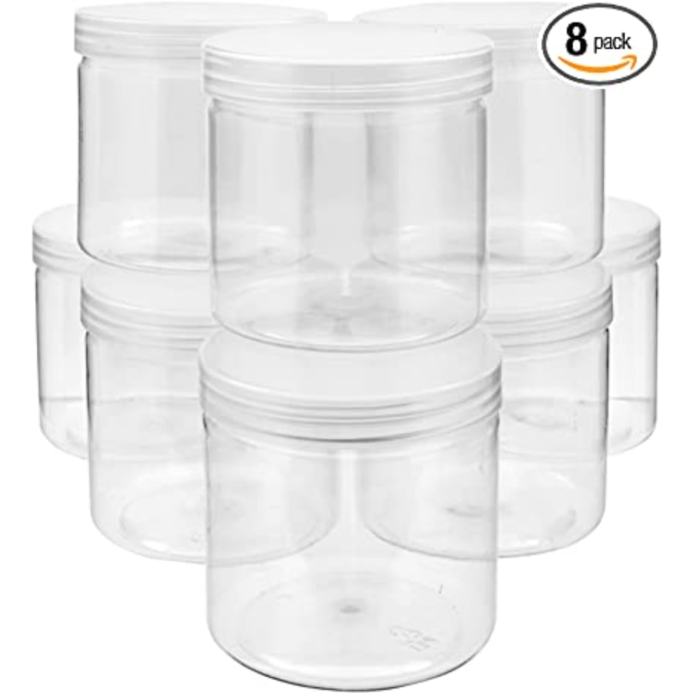 Opret 12 Pack 10oz Empty Slime Containers, Large Plastic Slime Jars with Lids and Labels Clear Storage Organizers for Slime Making, Food and Beauty