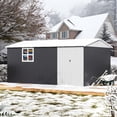 thumbnail image 4 of NETAJE 10'x14' Outdoor Metal Storage Garden Shed with Window, Lockable Doors and Air Vent for Backyard, Garden, Lawn, Dark Gray, 4 of 7