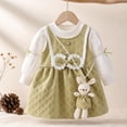 thumbnail image 5 of Toddler Little Girls Dress Bow Fall Winter Clothes Kids Girls Outfits Long Sleeve Thanksgiving School Picture Day Outfits Pink 1-2Y(90), 5 of 8