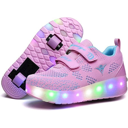 

YAZI Kids Roller Shoes Boy Girl Sneakers with Wheels Become Sport Sneaker with Led for Christmas Birthday Children Show Gift