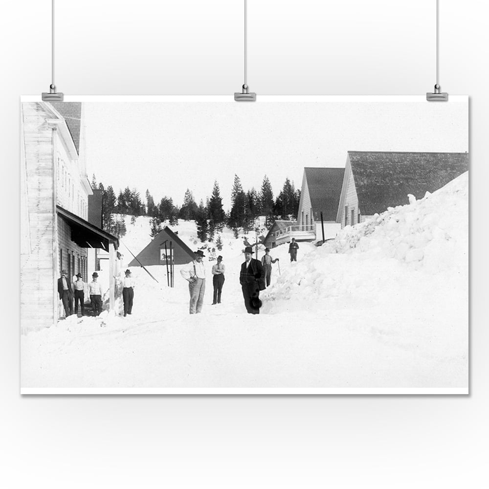 La Porte, California View of Snow Covered Main Street (24x36 Giclee Gallery Print, Wall Decor
