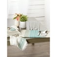 thumbnail image 2 of DII 6-piece Modern Cotton Fringed Stripe Tabletoppers in Teal and White, 2 of 6