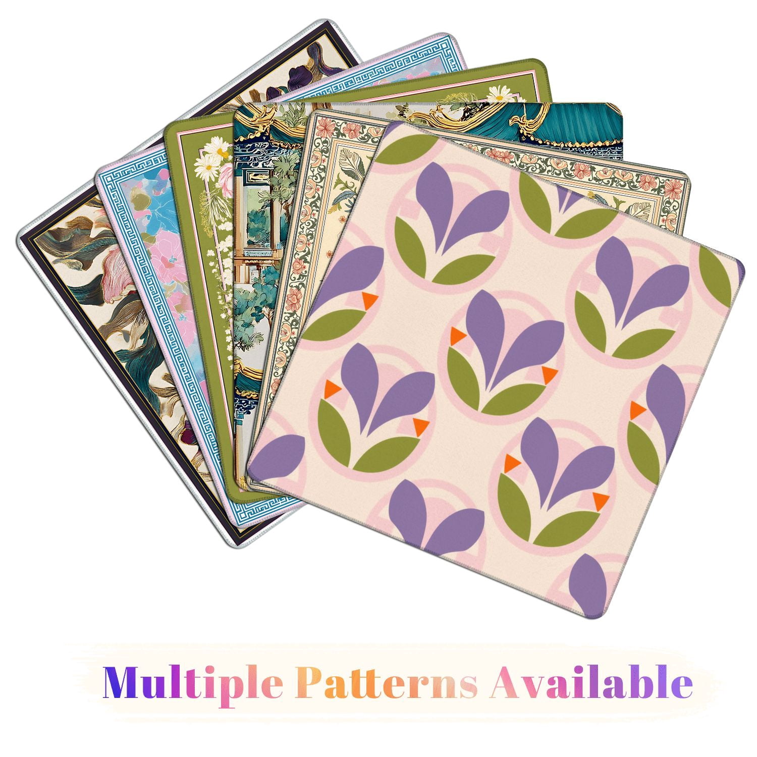 Mahjong Mat 31.5" x 31.5" Retro Floral Purple Petals Green Leaves Orange Accents Light Non-Slip Noise Reduction American Mahjong Tiles Table Cover for Dominoes Poker Card Board Games Gift