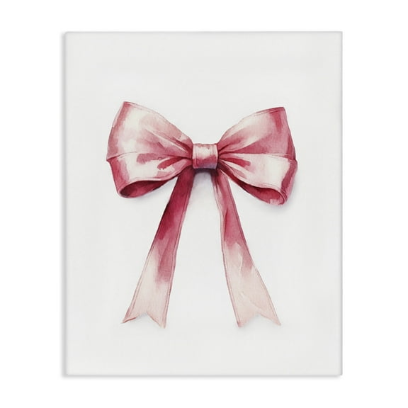 Stupell Industries Delicate Pink Bow Fashion Painting Wrapped Canvas Art Print Wall Art, 16 x 20