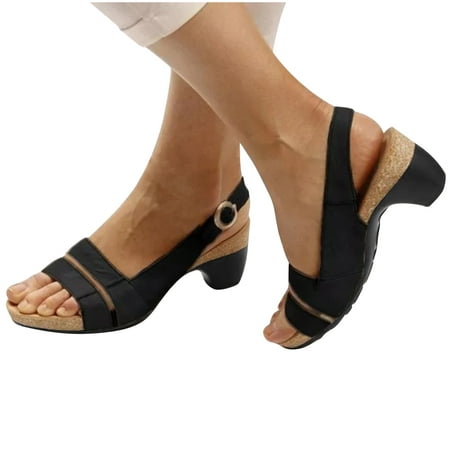 

Juebong Block Heel Adjustable Buckle Peep Toe Slingback Women s Sandals Chunky Block High Heel Sandals Open Toe Comfortable Pumps Metal Buckle Casual Outfit Shoes