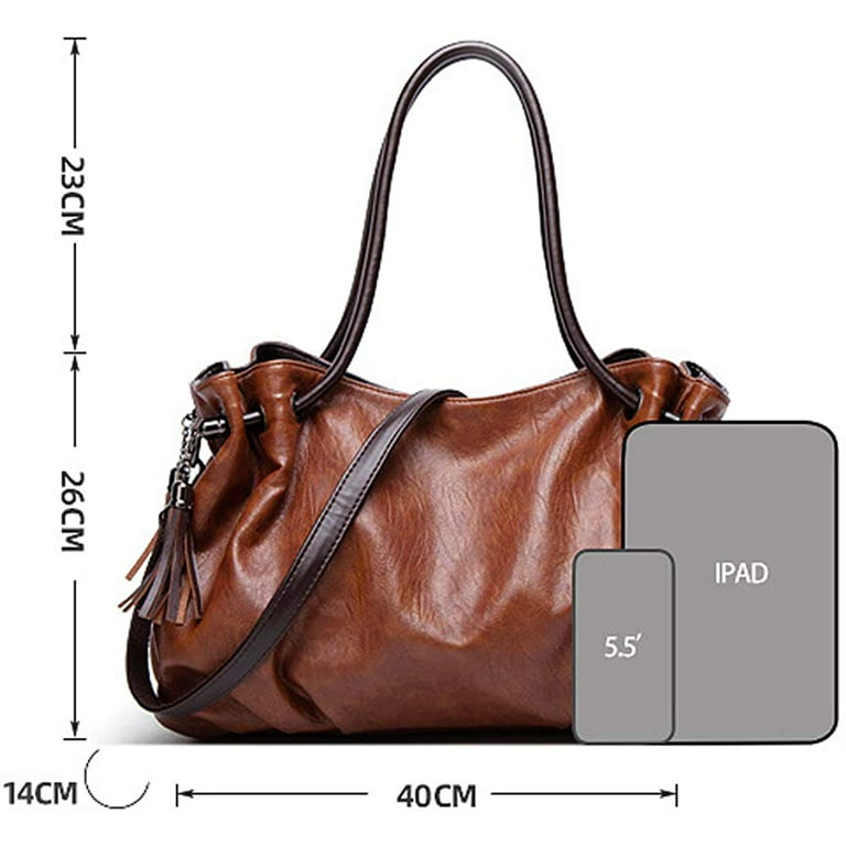 PIKADINGNIS Hobo Tote Bag for Women Top Handle Handbag PU Leather Shoulder  Bag Large Capacity Crossbody Bag Tassel Zip Satchel