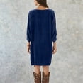 thumbnail image 4 of Gspmoly Robes pour Femmes, Mode Femmes Robe Décontractée Unie à Col Rond à Manches Longues Mini Robe Robes Formelles pour Femmes Offres du Jour, 4 of 7