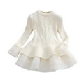 thumbnail image 4 of Zanarzt Toddler Girl Dress Long Sleeve Toddler Girls Sweater Dresses Long Sleeve Tutu Sweaters Dress Beige,7-8 Years, 4 of 9