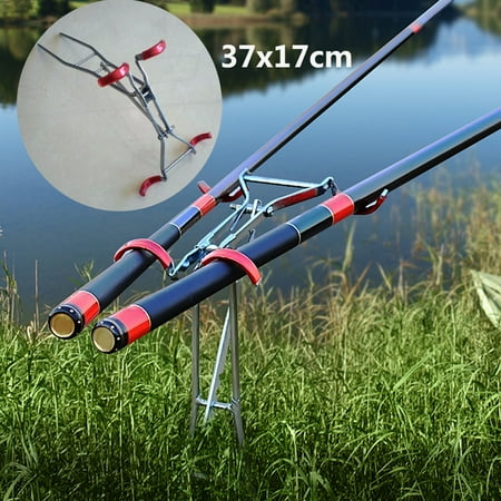 Tool Box Fishing Rod Holder Adjustable Fishing Rod Bracket Double Pole Fishing Rod Racks Foldable Rob Holder Fishing Accessory Tool Stand ()