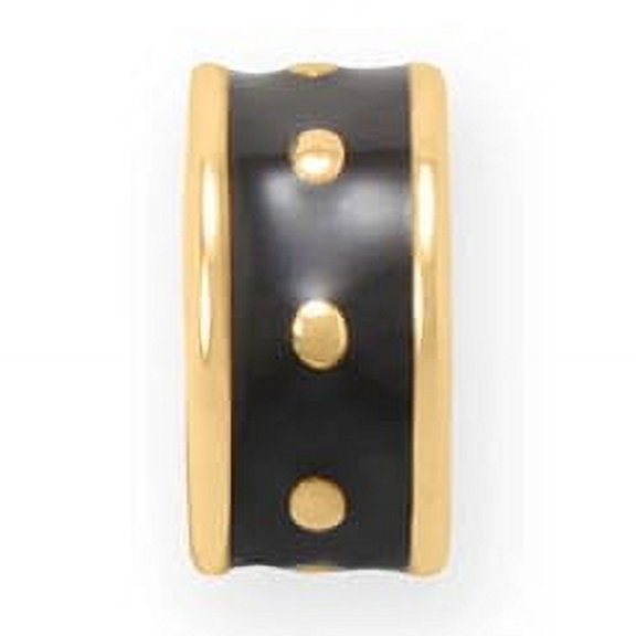 AzureBella Jewelry 14k Gold-plated Dotted Wheel Bead Charm - Multiple Colors Available (Black)
