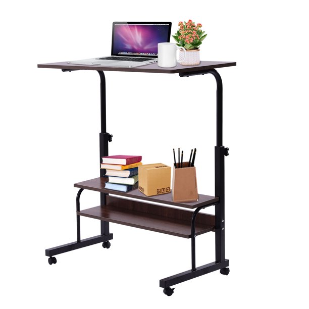 TFCFL Rolling Small Spaces Computer Desk Corner Laptop Work Desk Printer Table