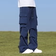 thumbnail image 2 of Mens Multi-Pockets Wide Leg Cargo Pants Fashion Streetwear Straight Trousers, 2 of 11