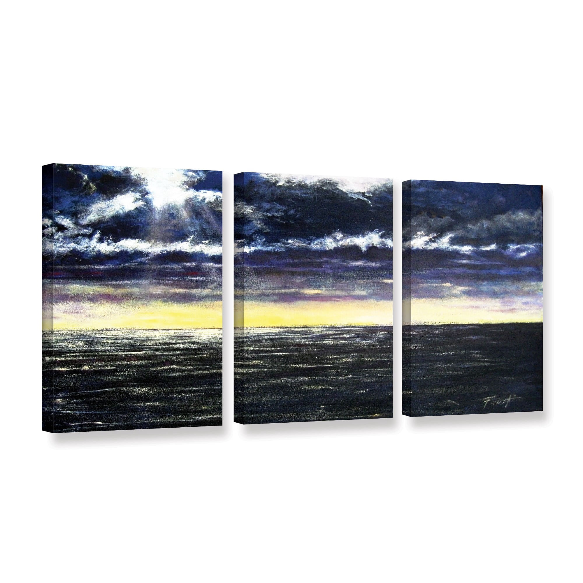 ArtWall Gene Foust "Ravage Sea" 3-Piece Gallery-Wrapped Canvas Set