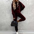 thumbnail image 6 of Velvet Outfits for Women Pullover Hoodie Jogger Pants Set Drawstring Soft Warm Streetwear Tracksuit Outfits Daily Wear Wine Long Sleeve Loungewear Sweatsuit XL, 6 of 7