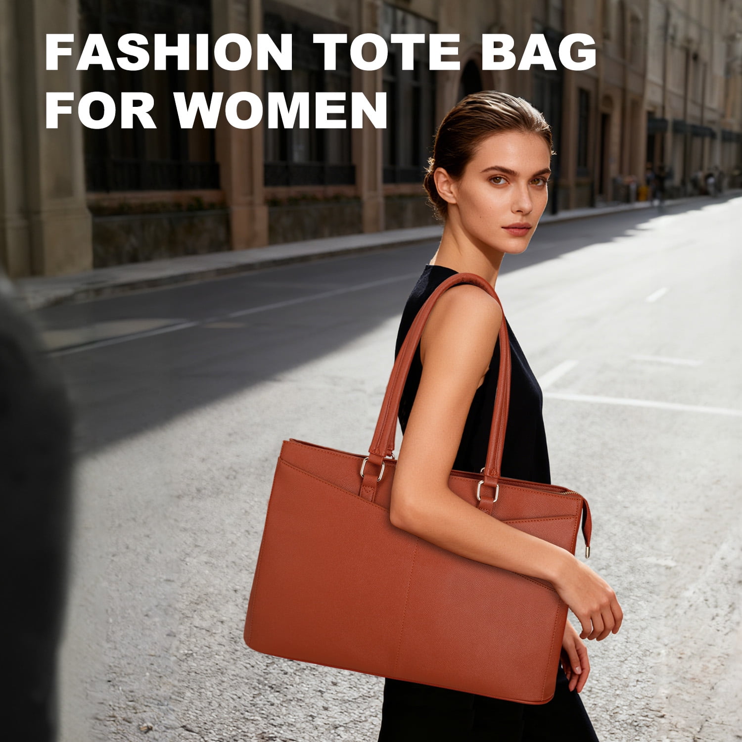 Cshidworld 15.6 Inch Waterproof Leather Laptop Bag for Women - Business Tote Briefcase for Work, Office & Travel - Brown