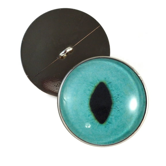 Turquoise Cat Sew-On Button Glass Eyes