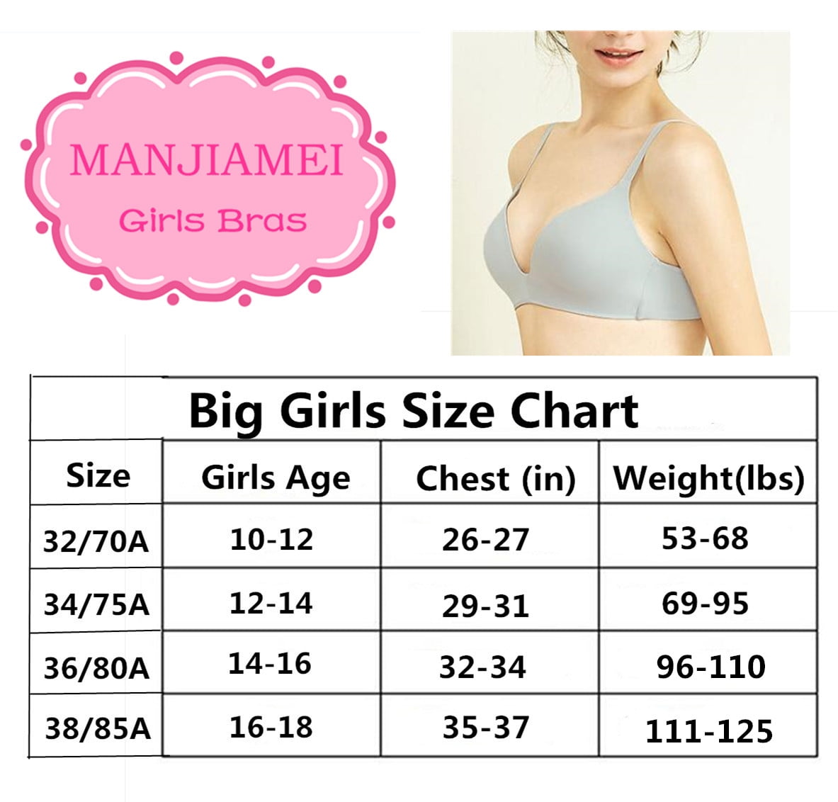 Big Girls Lightly Padded Bras Wireless Sports Bras for Teens 12-14, 34