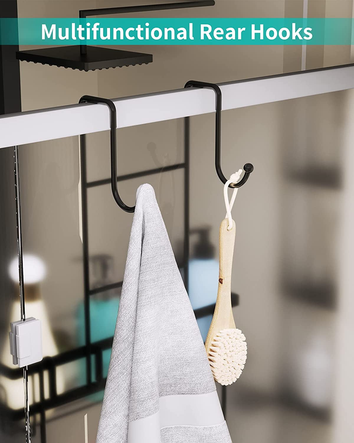 Hanging Shower Caddy with 14 Hooks and Soap Holder, No Drilling Shower Caddy  Over the Door, Rustproof & Waterproof Stainless Steel Hanging Shower  Organizer for Bathroom, Black