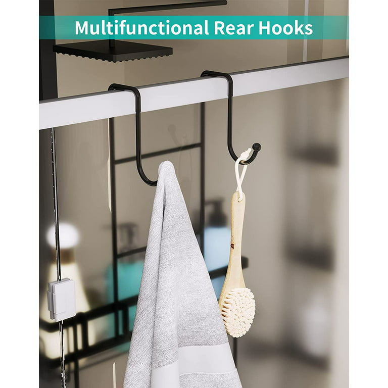 Over Head Hanging Shower Organizer Bathroom Shampoo Holder w/ Hooks No  Drilling