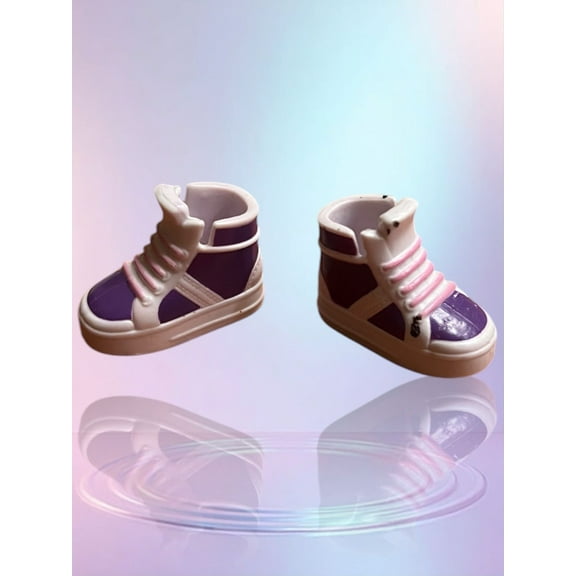 Doll Shoes Purple High Top Sneakers White Laces
