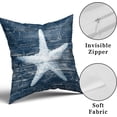 thumbnail image 4 of Nautical Coastal Throw Pillow Covers Set of 2 - Coral Starfish Wooden Themed Pillowcase 18x18 inch Blue Plank Home Decor for Sofa Bedroom Car Sea Plants Decorative Cushion Case, 4 of 6