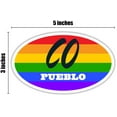 thumbnail image 3 of Pueblo CO Colorado Pueblo County Rainbow Pride Flag 6 Stripes Pride Flag Euro Decal Bumper Sticker 3M Vinyl 3" x 5", 3 of 3