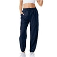 thumbnail image 5 of Women Lightweight Hiking Cargo Joggers Pants Elastic Waist Outdoor Quick Dry Casual Travel Sweatpants Sports Pants Navy 2XL, 5 of 8