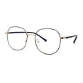thumbnail image 3 of Womens Optical Quality Metal Rim Large Round Blue Light Flitering Computer Glasses Gold Black, 3 of 4