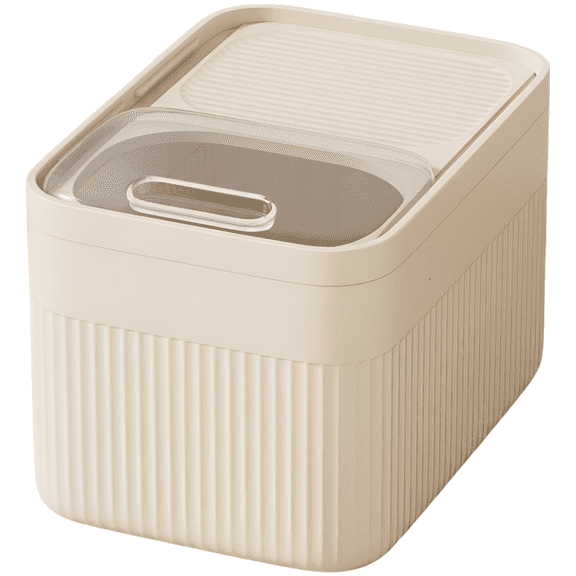 Cream White Pet Food Storage Container, Airtight Dog Food Container with Push-Open Lid, Visible Window, Space-Saving Pet Food Container with Cup for Home Kitchen