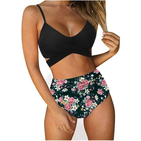 

Women Color 2pack Print High Waisted Bikini Swimsuit Bandage Split Push Up Two Piece Tankini Swimsuit Beachwear Swimwear Swim Suites Womens Large Bust Ladies Swim Tops by Bra Size
