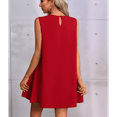 thumbnail image 5 of Solid Color Round Neck Sleeveless Vest Dress Red M, 5 of 6