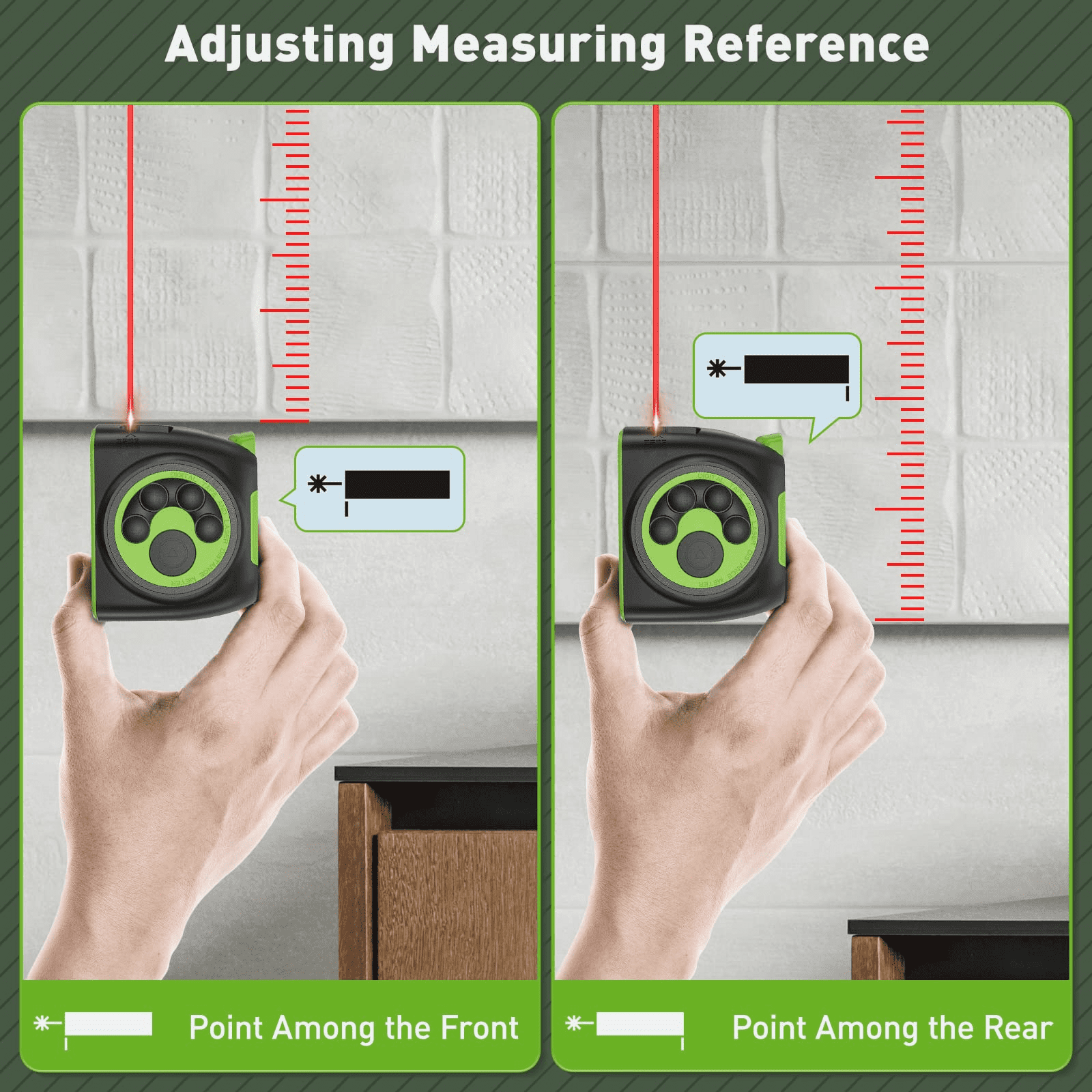 Huepar 2-in-1 Laser Tape Measure, 197Ft Rechargeable Laser Measurement Tool & 16Ft Measure Tape with Backlit LCD -Pythagorean, Area, Volume, M/in/Ft Unit Switch Digital Distance Meter