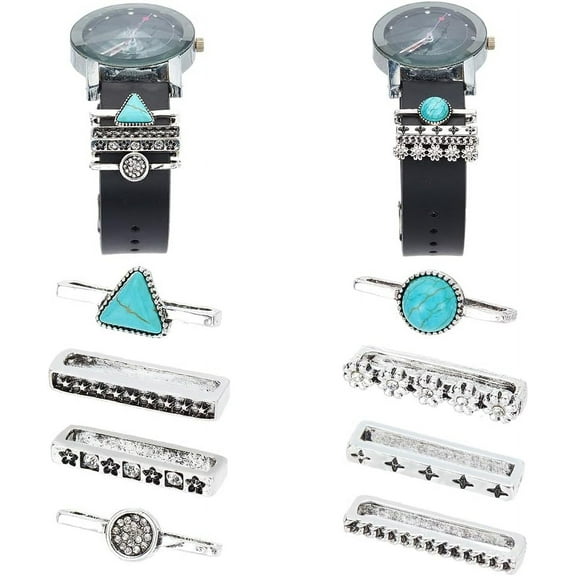 8 Styles Watch Band Charms Turquoise Ring Loops Triangle Gemstone Band Charms Watchband Metal Charms for 38mm 40mm 41mm 42mm 44mm 45mm Watch Series 8 7 6 5 4 3 2 1 for DIY