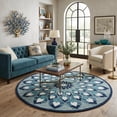 thumbnail image 2 of Ox Bay Talia 4' Round Teal/Blue Medallion Wool Indoor Area Rug, 2 of 7