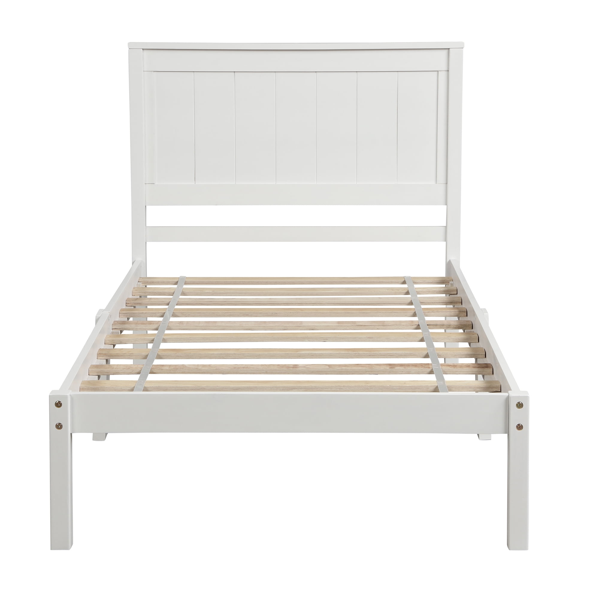 Euroco Pine Wood Storage Platform Bed, Twin, White