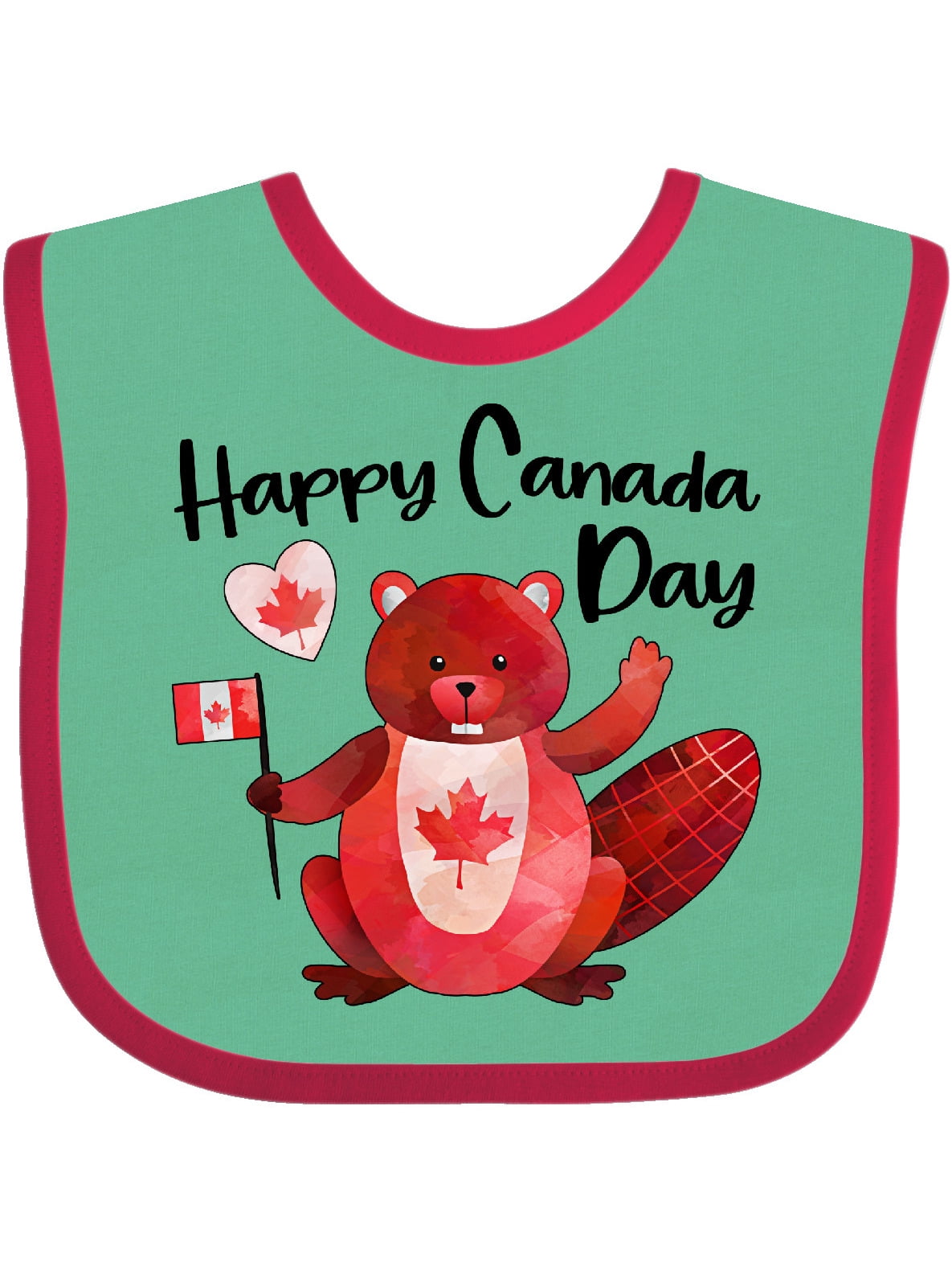 Happy Canada Day Cute Red Beaver with Canadian Flag Baby Bib Walmart