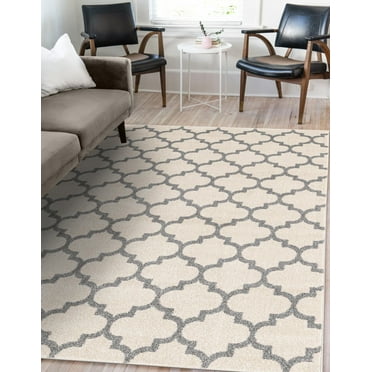 Unique Loom Trellis Collection Area Rug - Philadelphia (7' 10" x 11' Rectangle Beige and Gray/Gray)