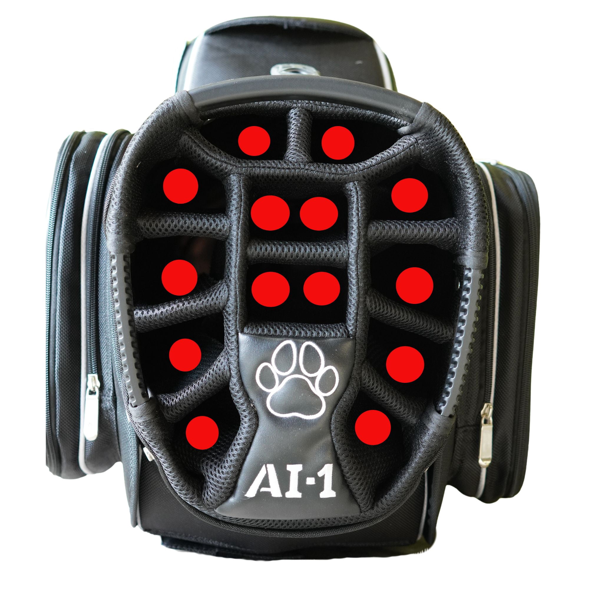 Paradax AI-1 All-In-One Golf Bag with Built-in 3-Wheel Push Cart - Gray Bag with Black Accents