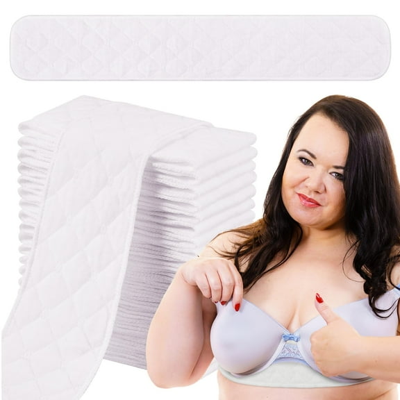 20 Pcs Bra Liners for Sweat 18x3 Inch 3 Layer Washable Rectangle Cotton Under Breasts Pads for Women Absorb Sweating