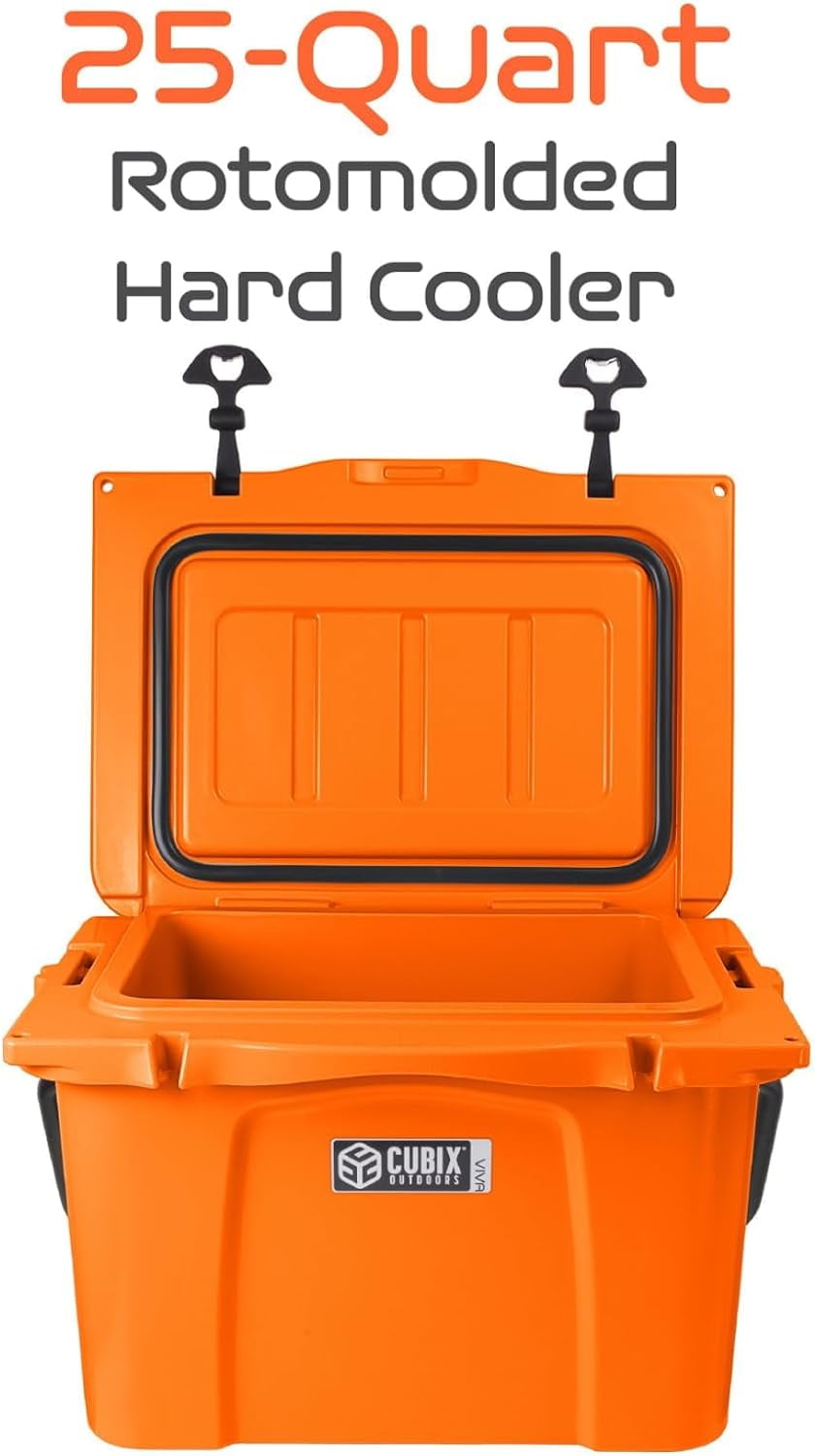 Cubix Outdoors Viva 25 QT Portable Insulated Hard Cooler - Fits 30 Cans - Zesty Orange
