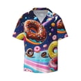 thumbnail image 2 of Lsque Space Colorful Donut print Men's Cuban Collar Short Sleeve Shirt Summer Beachwear Casual Button Down Fashionable Vacation Leisure Shirt-4X-Large, 2 of 7