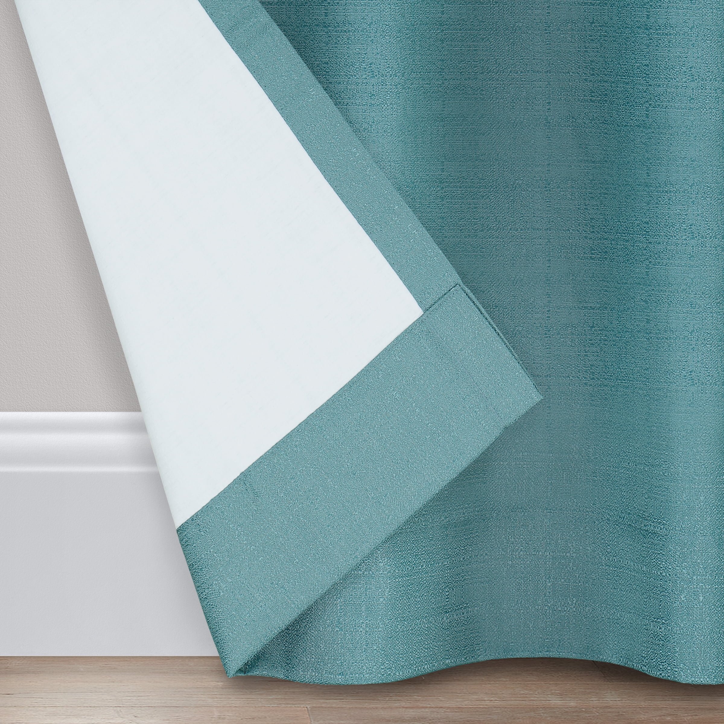 Eclipse Samara Solid Blackout Curtains, Single Curtain Panel, 63 Inch Long Blackout Curtains, 42" W x 63" L, Sea Glass