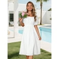 thumbnail image 3 of DARING DIVA Eyelet Square Neck Short Sleeve A Line Midi Dress S White, 3 of 8