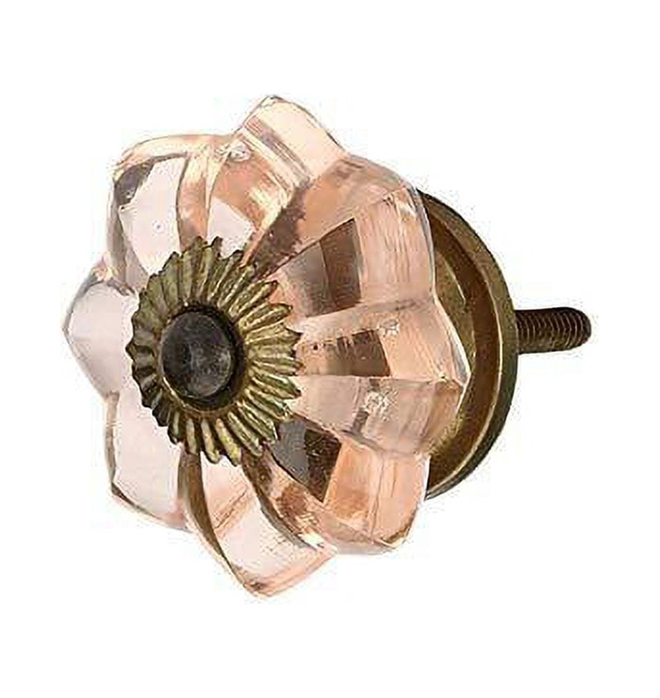Perilla Home Set of 6 Crystal Knobs for Cabinet & Drawers Decorative Glass Knobs for Home Kitchen Cabinet Hardware Cupboard Glass Door Dresser Wardrobe and Drawer Pulls (Peach & Black)