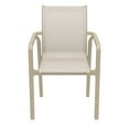 thumbnail image 3 of Luxury Commercial Living 35.5" Taupe Brown Resin Sling Outdoor Dining Arm Chair, 3 of 8