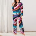 thumbnail image 2 of Sikiie Starry Sky Pine Tree Donut Women's Long-Sleeve Shirt and Full-Length Bottom Pajama Set (s-xxl)-Small, 2 of 7