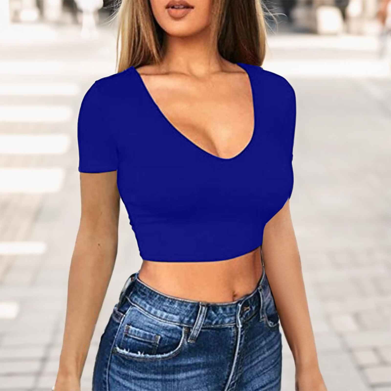 Crop Top Hauts Vetements Femme Haut Court à Manches Longues Top